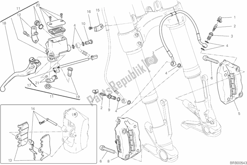All parts for the Front Brake System of the Ducati Monster 821 Stripes AUS 2017